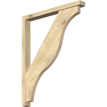 Ekena Millwork Funston Block Rough Sawn Bracket w/ Offset Brace, Douglas Fir, 4"W x 36"D x 44"H BKT0402X36X44FST05RDF